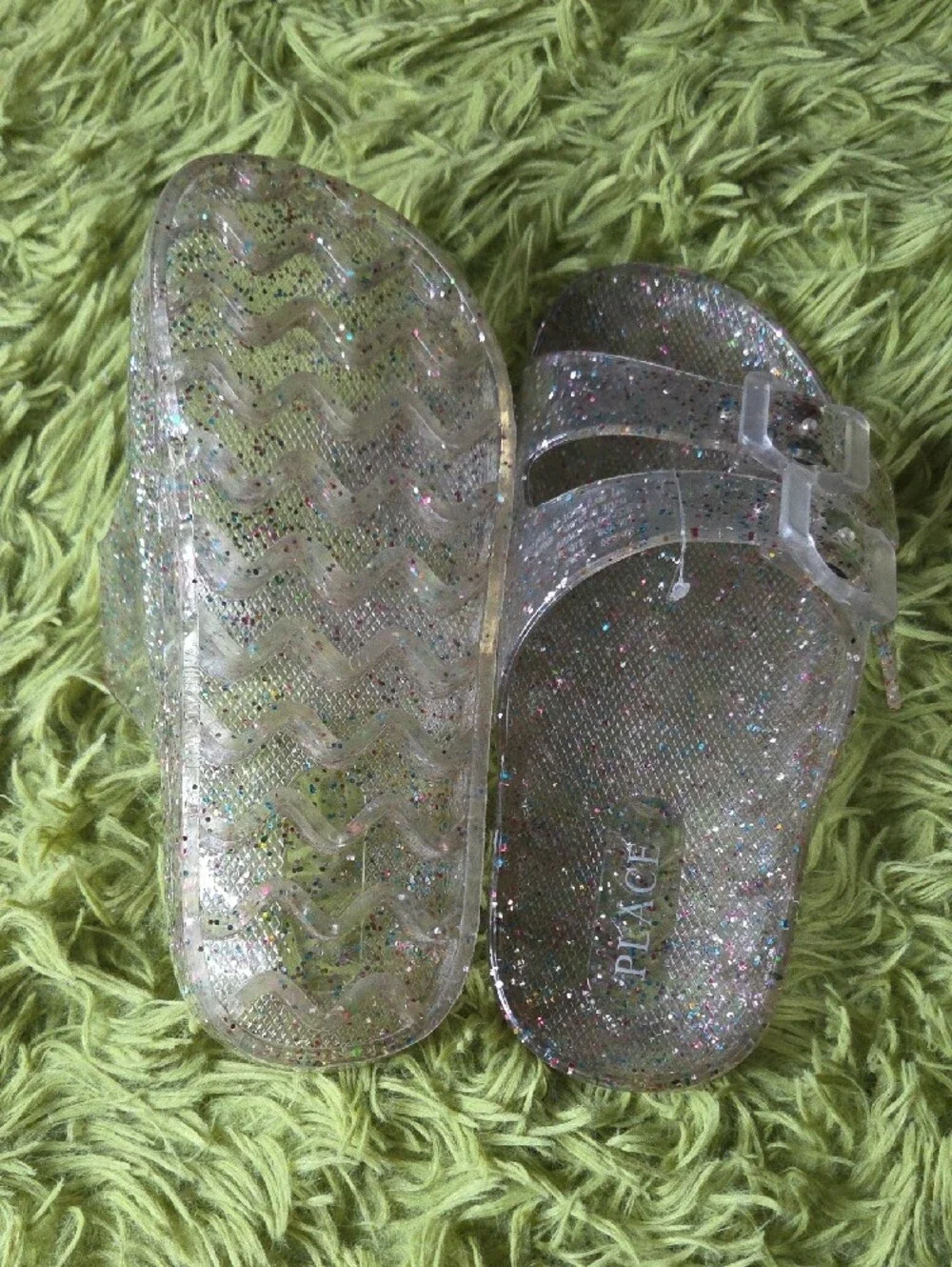 The Children's Place Clear Glitter Slide Sandals - Multicolor‎ Sparkle
